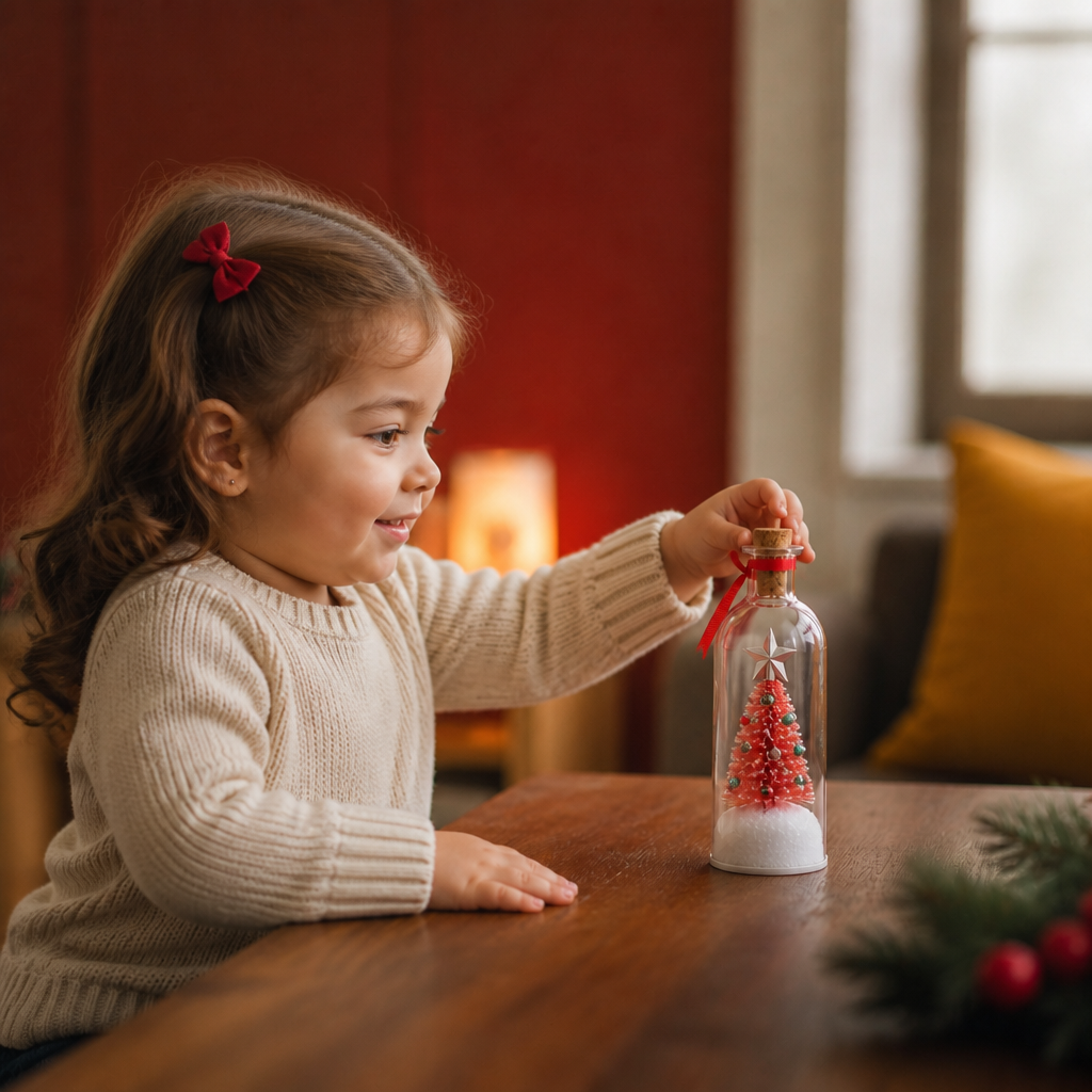 Adorno navideño en forma de botella con mensaje grabable y reproducción de voz