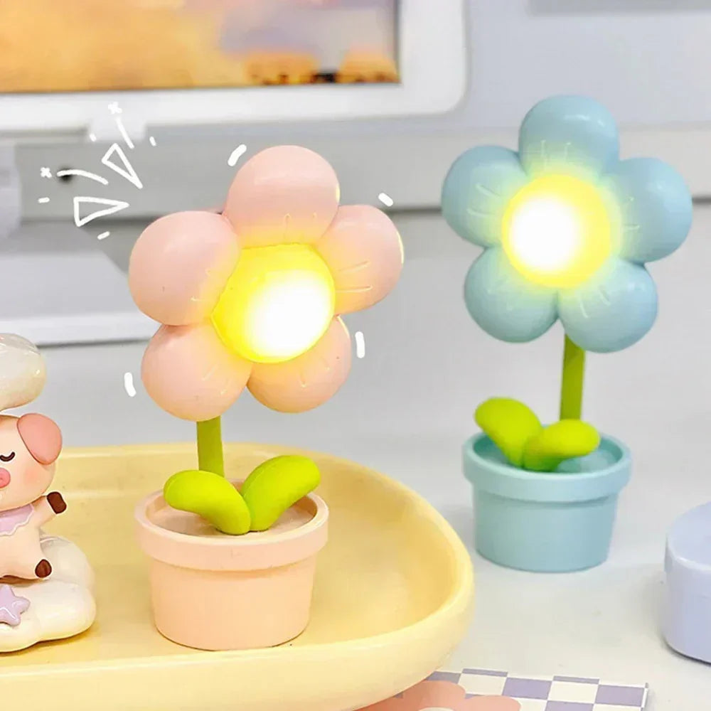 Linda Lámpara De Noche De Flores Para Niños - Lámpara De Mesa Led En Diseño De Flores Para La Habitación De Los Niños