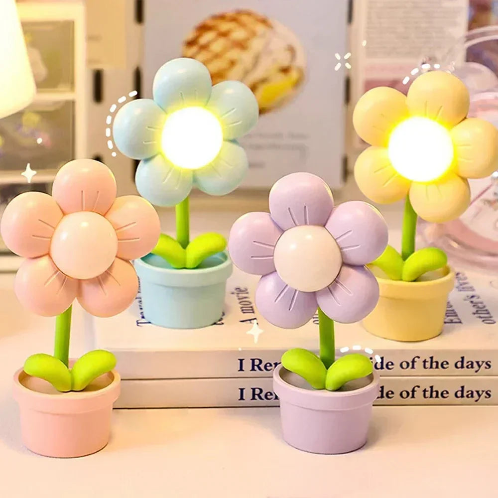 Linda Lámpara De Noche De Flores Para Niños - Lámpara De Mesa Led En Diseño De Flores Para La Habitación De Los Niños