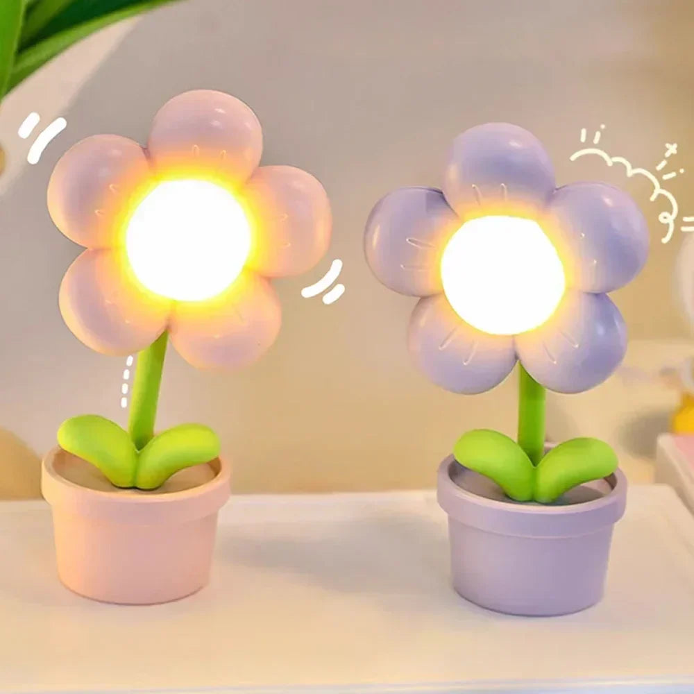 Linda Lámpara De Noche De Flores Para Niños - Lámpara De Mesa Led En Diseño De Flores Para La Habitación De Los Niños