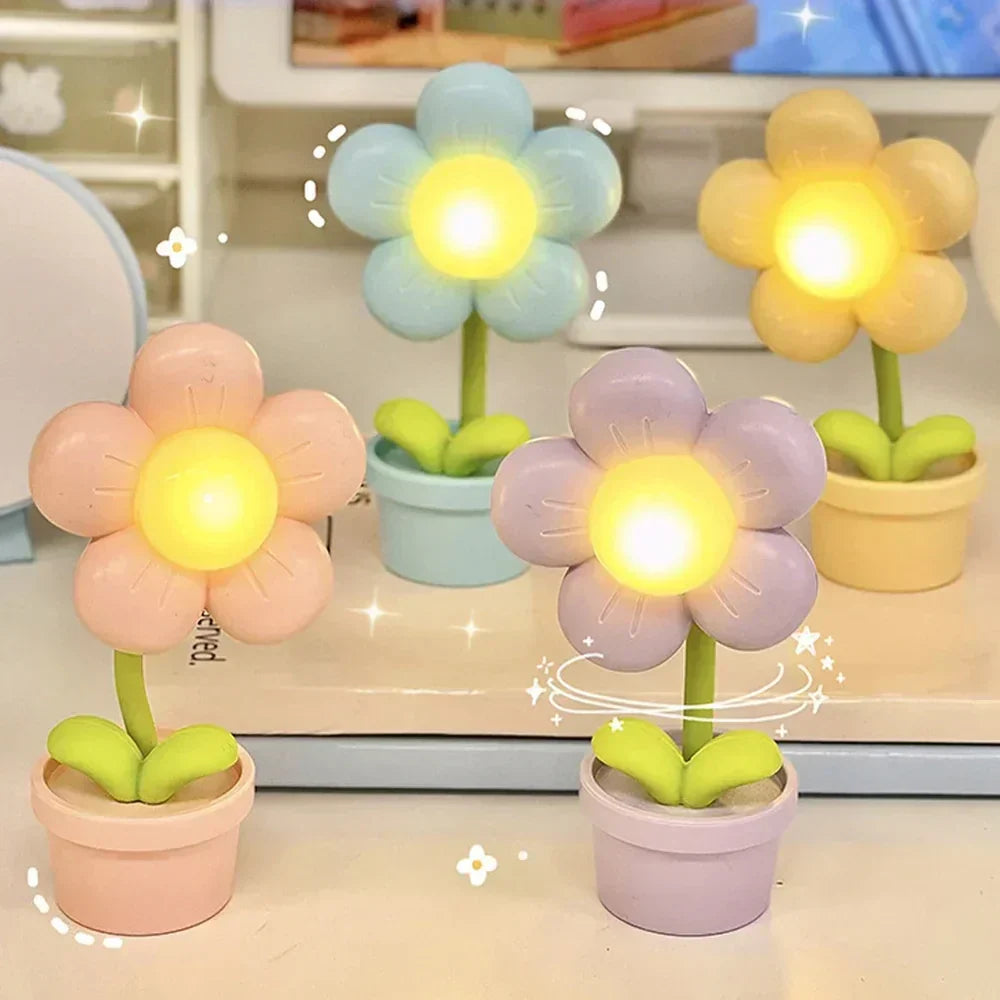 Linda Lámpara De Noche De Flores Para Niños - Lámpara De Mesa Led En Diseño De Flores Para La Habitación De Los Niños