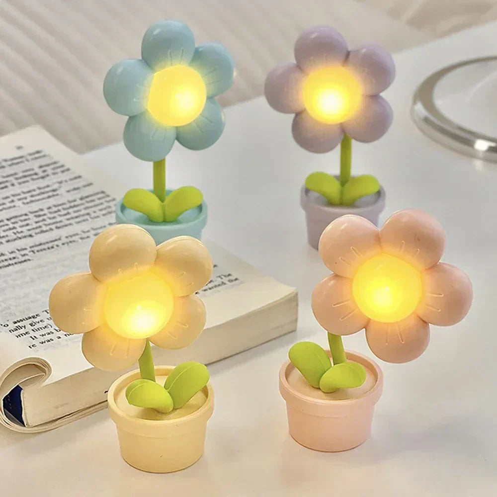 Linda Lámpara De Noche De Flores Para Niños - Lámpara De Mesa Led En Diseño De Flores Para La Habitación De Los Niños