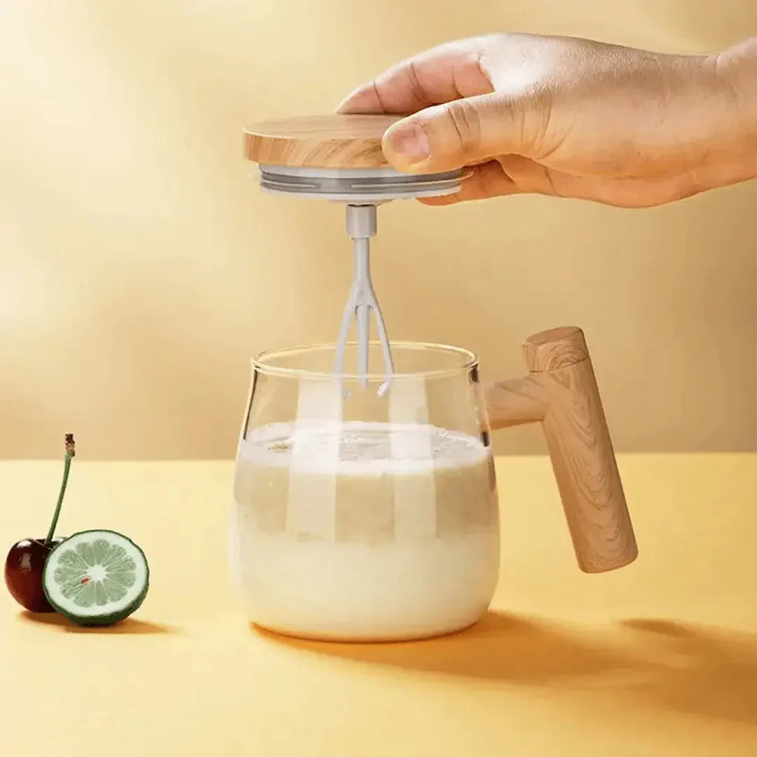 Taza Inteligente - Taza Auto-agitadora con Diseño de Madera
