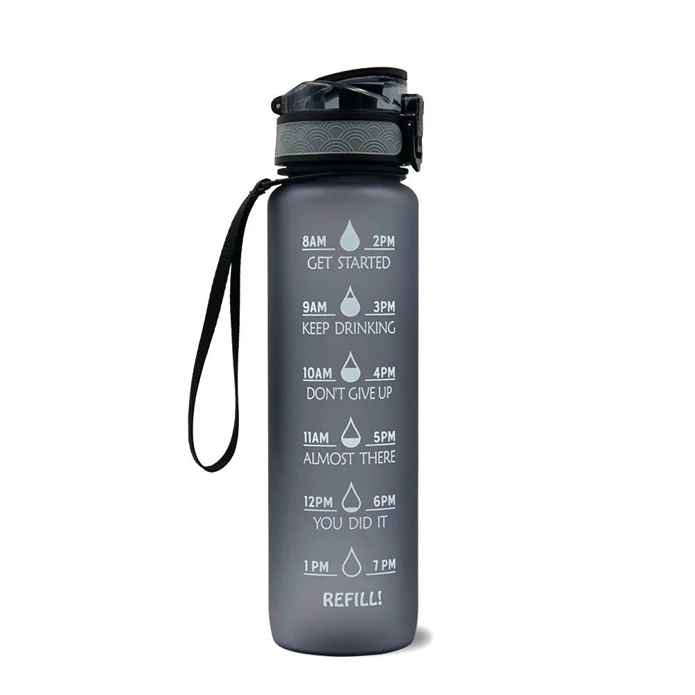 Botella De Agua Motivacional Con Información Horaria
