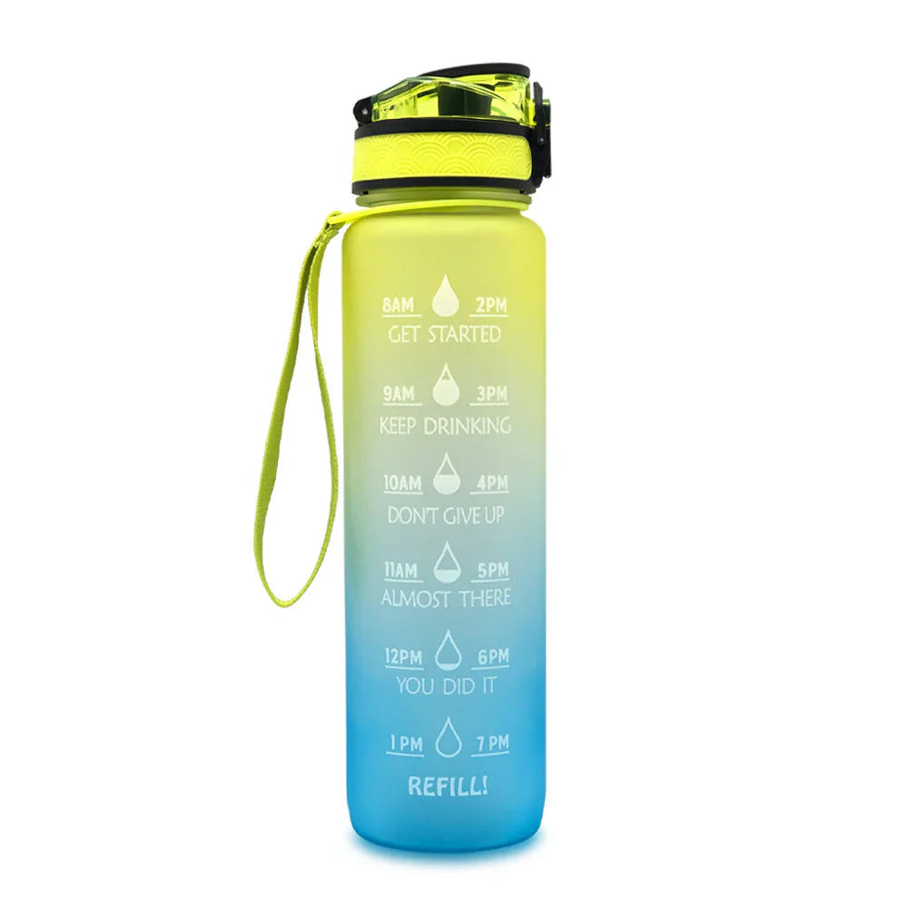 Botella De Agua Motivacional Con Información Horaria