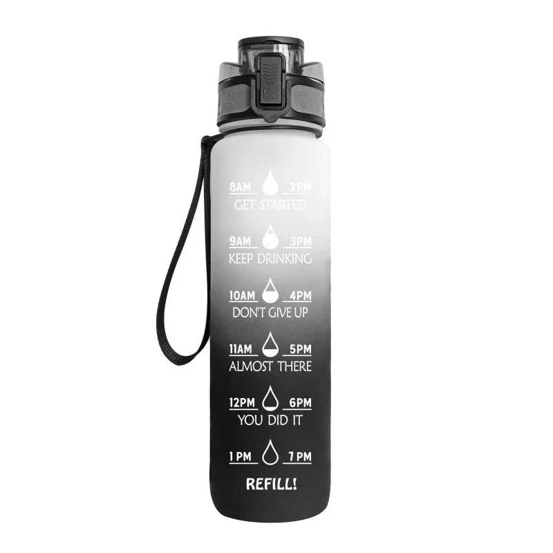 Botella De Agua Motivacional Con Información Horaria
