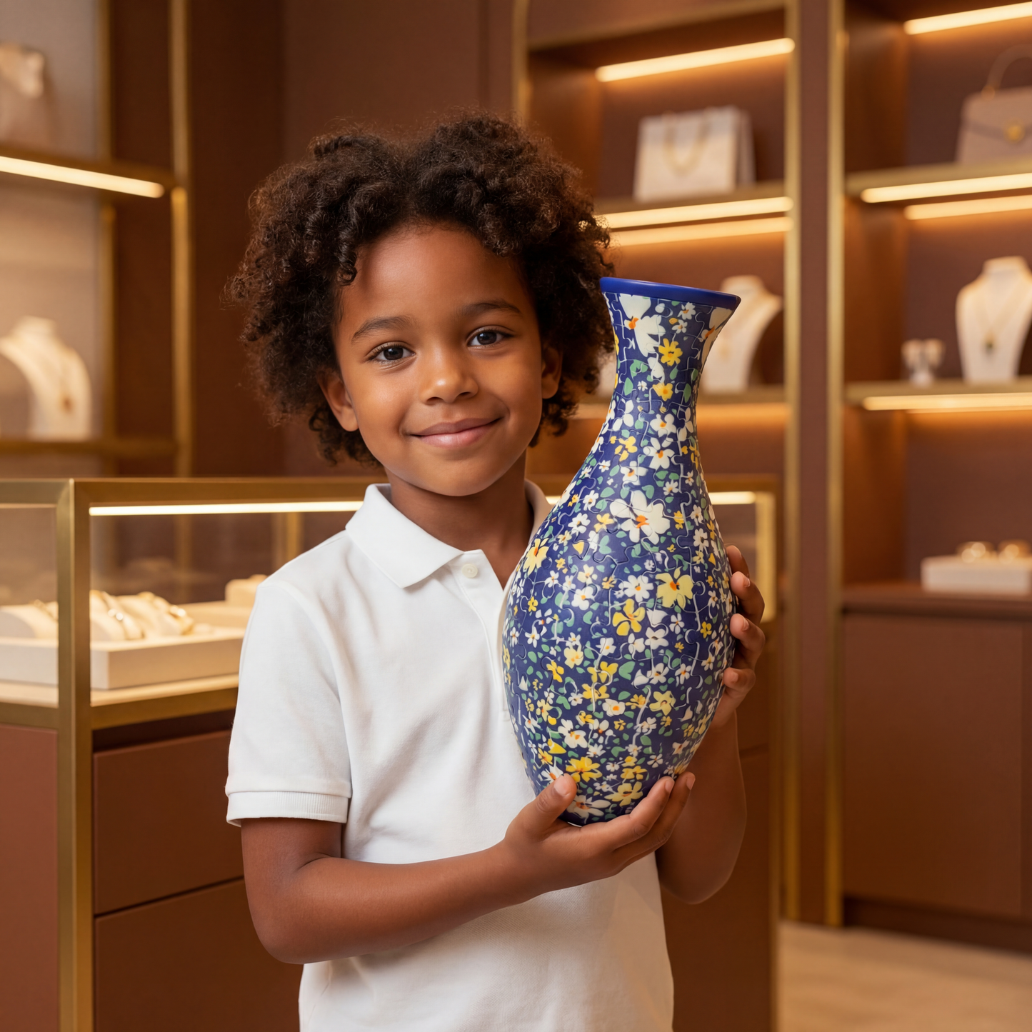 Elegante jarrón 3D de rompecabezas – Apto para flores reales