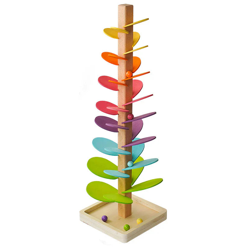 Árbol de bolas de madera para niños | Colorido juguete de pista musical para habilidades motoras y diversión de aprendizaje temprano
