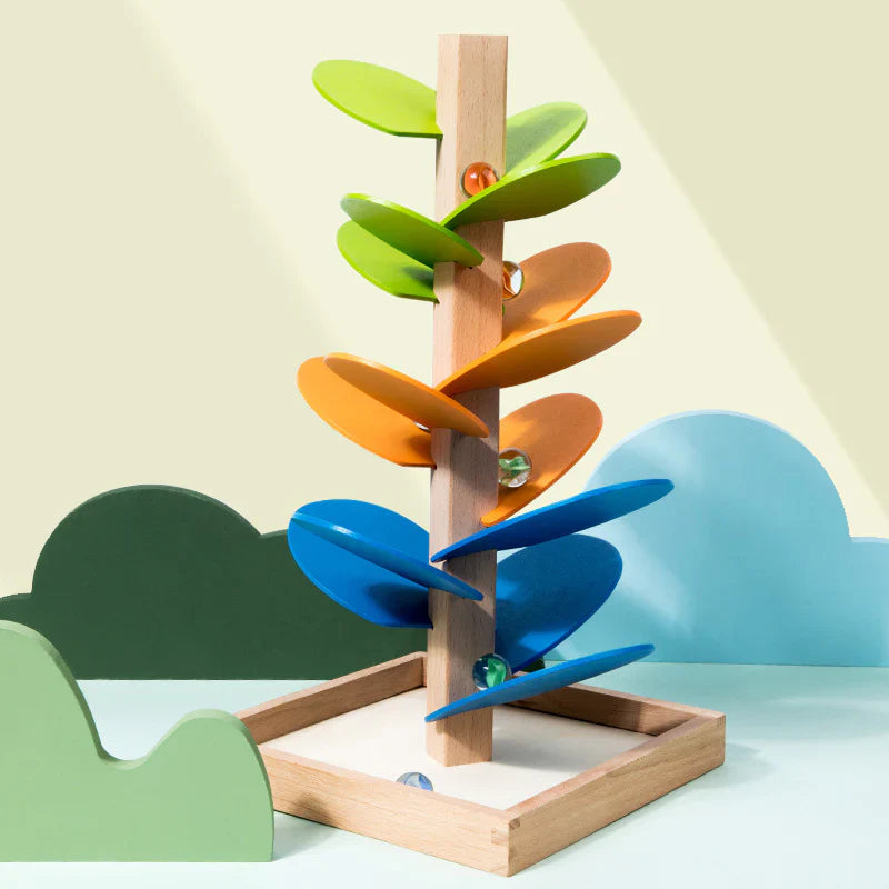 Árbol de bolas de madera para niños | Colorido juguete de pista musical para habilidades motoras y diversión de aprendizaje temprano