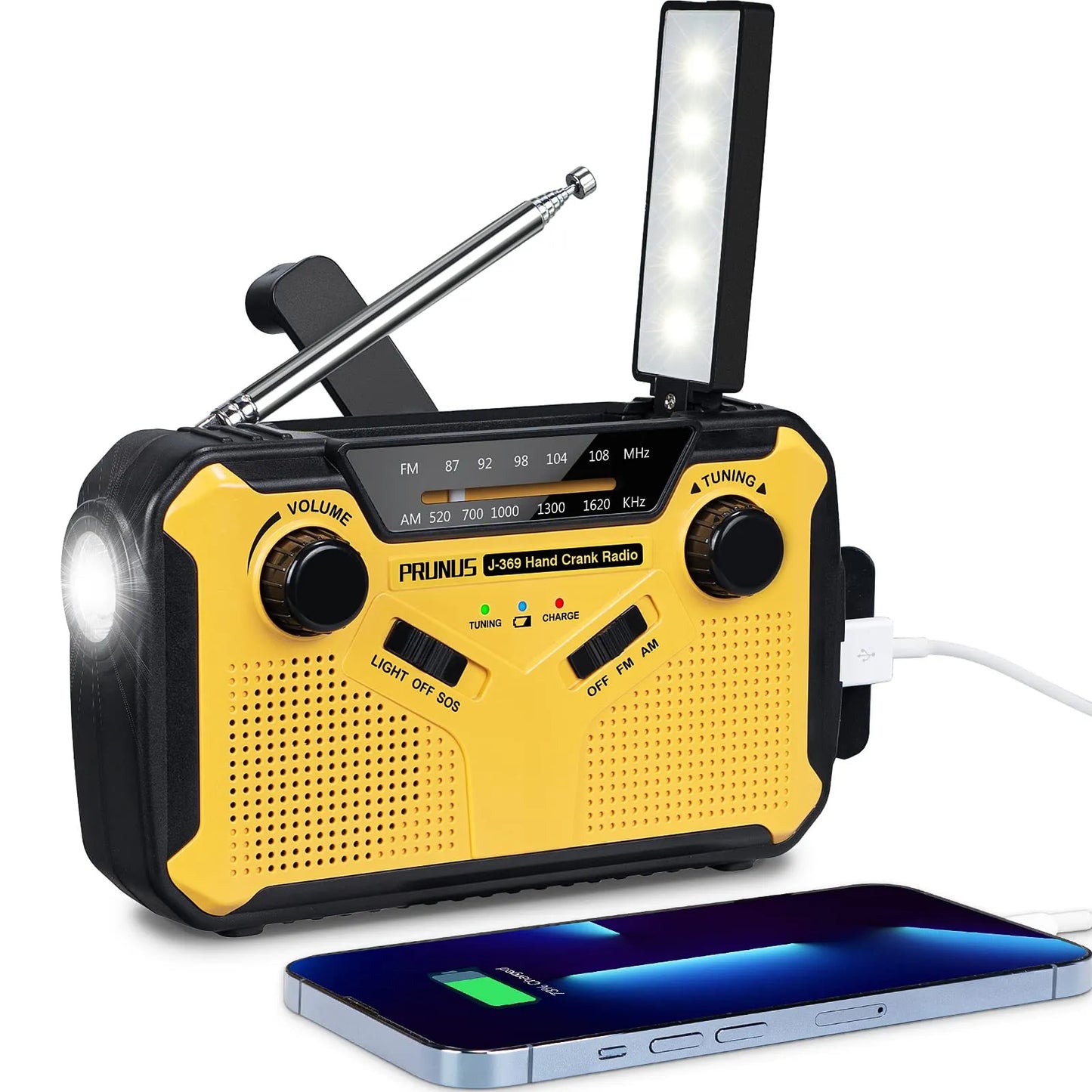 Radio De Emergencia Con Manivela Y Solar - Radio Dínamo Portátil Con Power Bank Y Linterna LED