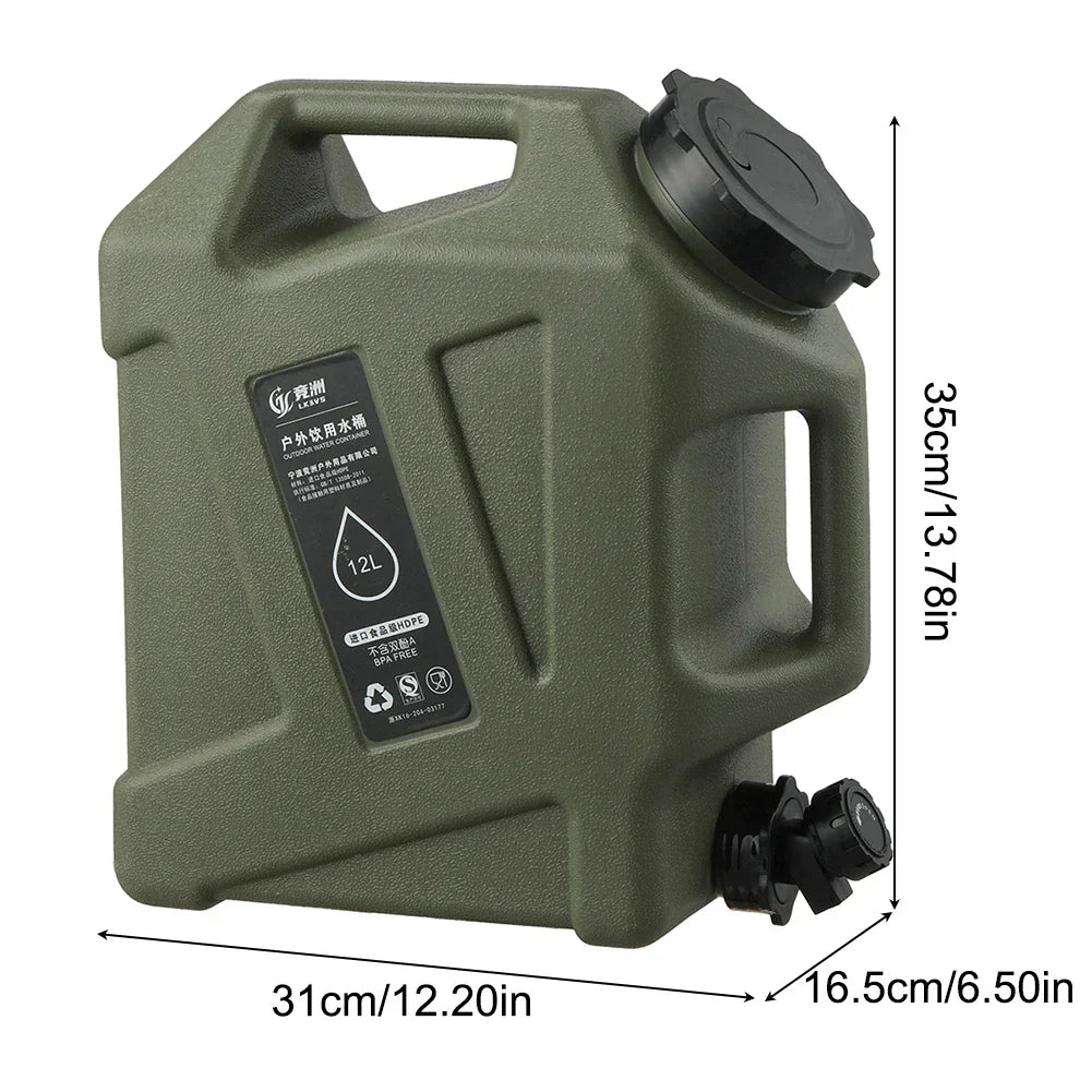 Contenedor De Agua Portátil De 12 Litros Con Grifo De Vaciado - Bidón Robusto Para Exteriores Y Camping
