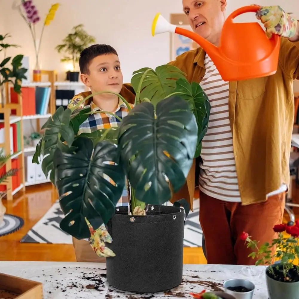 Bolsa de Fieltro para Plantas con Asas de Transporte - Transpirable y Duradera para Plantas y Flores de Jardín