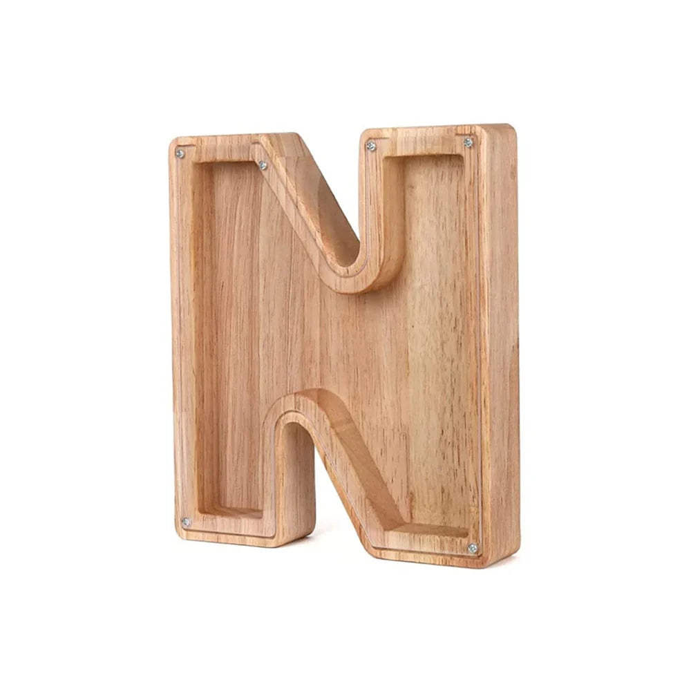 Hucha De Madera Con Forma De Alfabeto Y Ventana Transparente Para Ahorrar Con Estilo