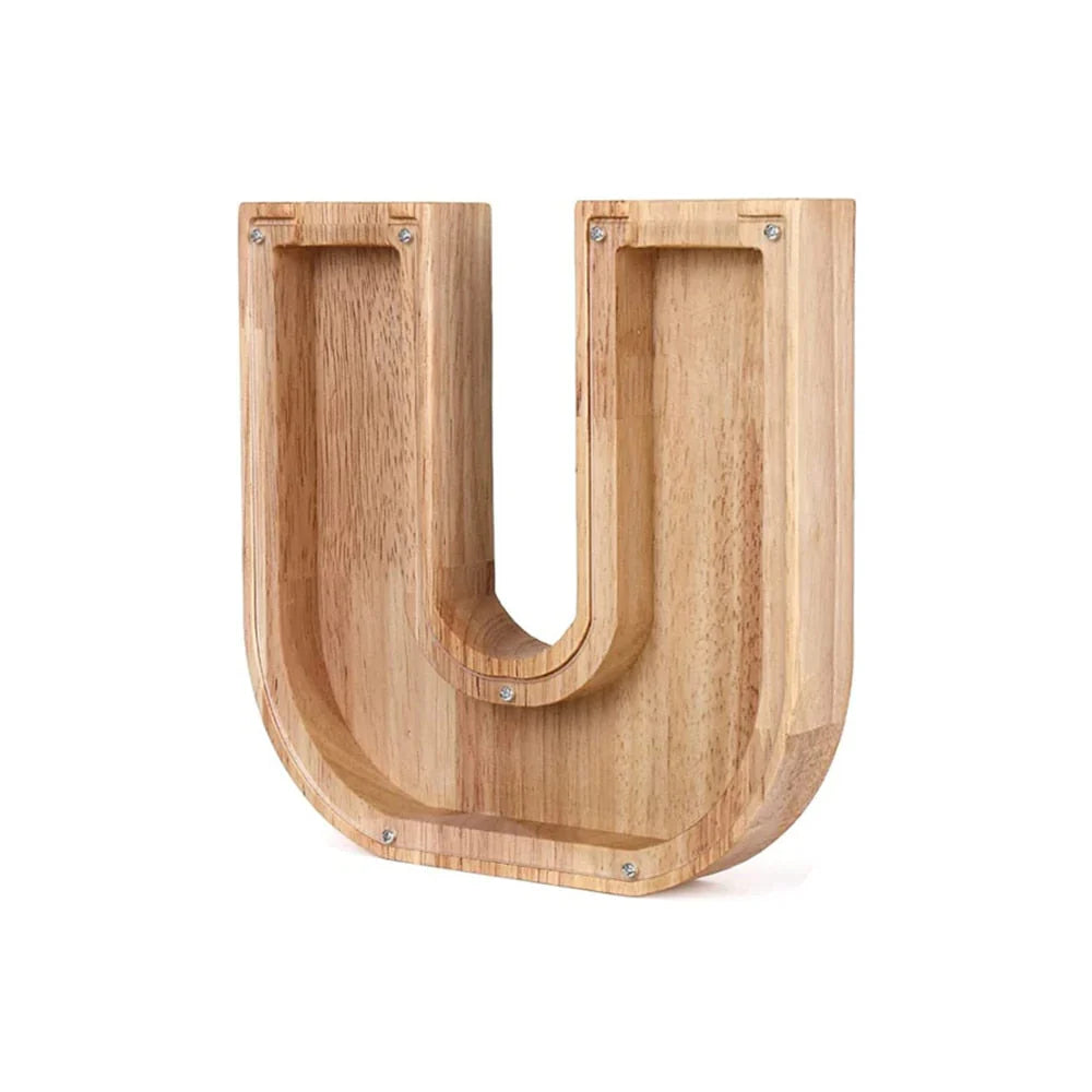 Hucha De Madera Con Forma De Alfabeto Y Ventana Transparente Para Ahorrar Con Estilo