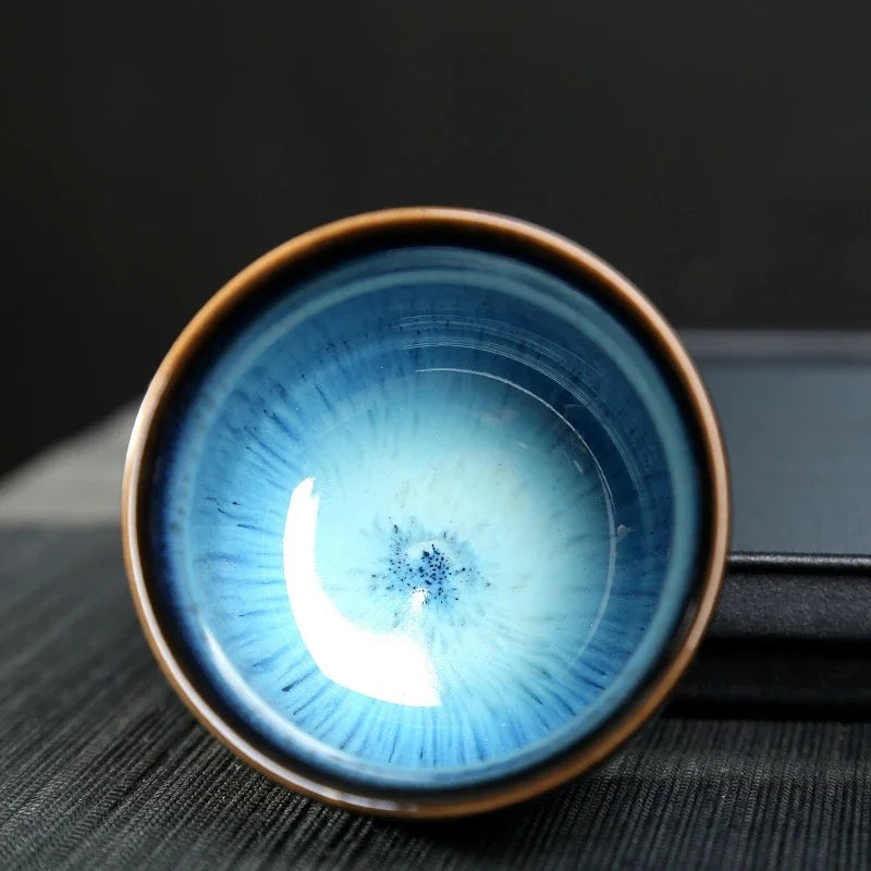 Taza De Cerámica Hecha A Mano - Azul Glazed Tea Bowl