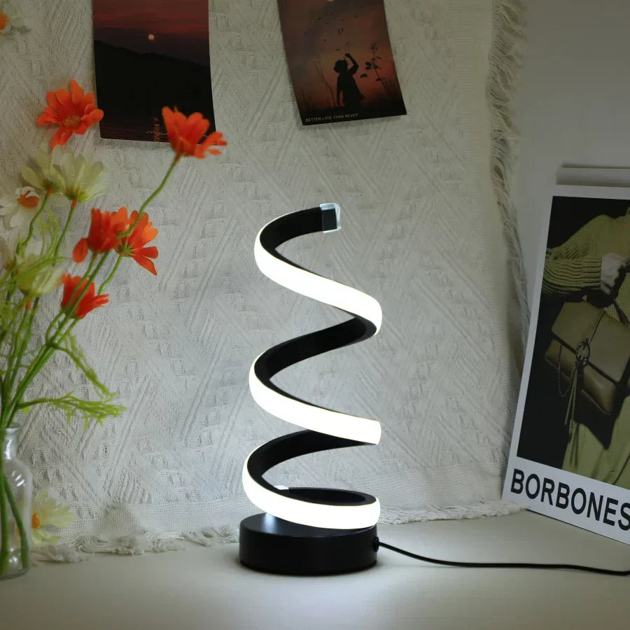 Moderna Lámpara De Sobremesa Led En Espiral Lámpara De Sobremesa Led En Espiral