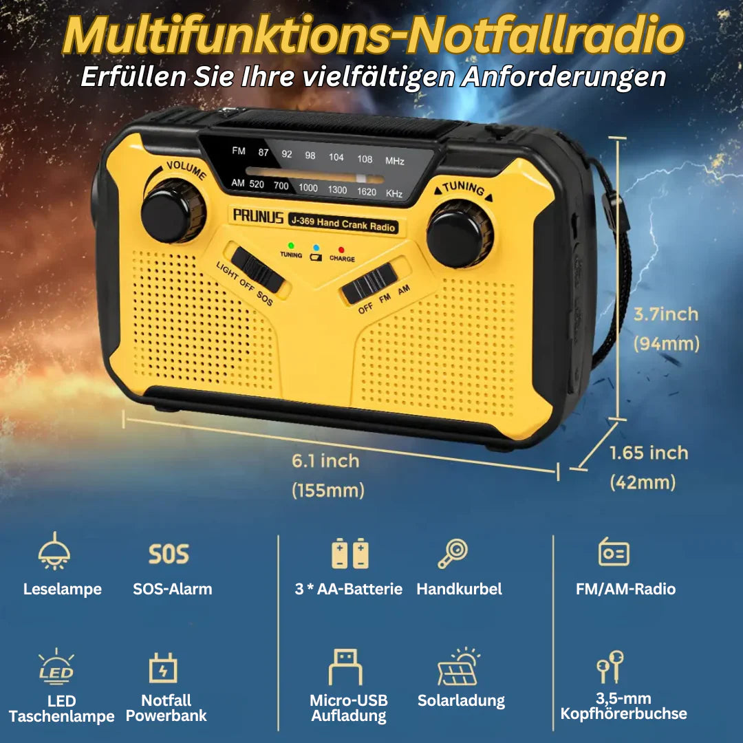 Radio De Emergencia Con Manivela Y Solar - Radio Dínamo Portátil Con Power Bank Y Linterna LED
