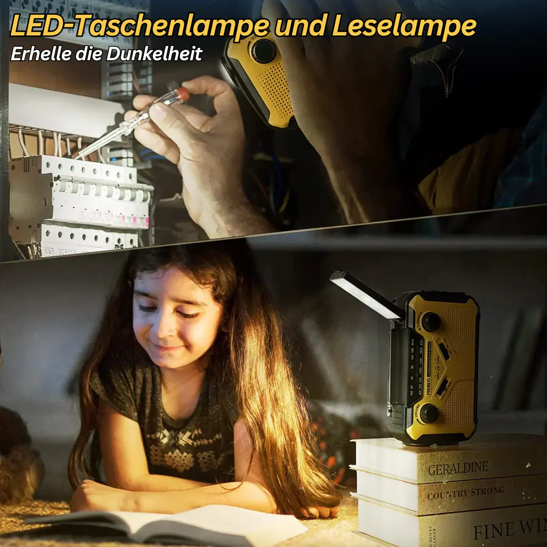 Radio De Emergencia Con Manivela Y Solar - Radio Dínamo Portátil Con Power Bank Y Linterna LED