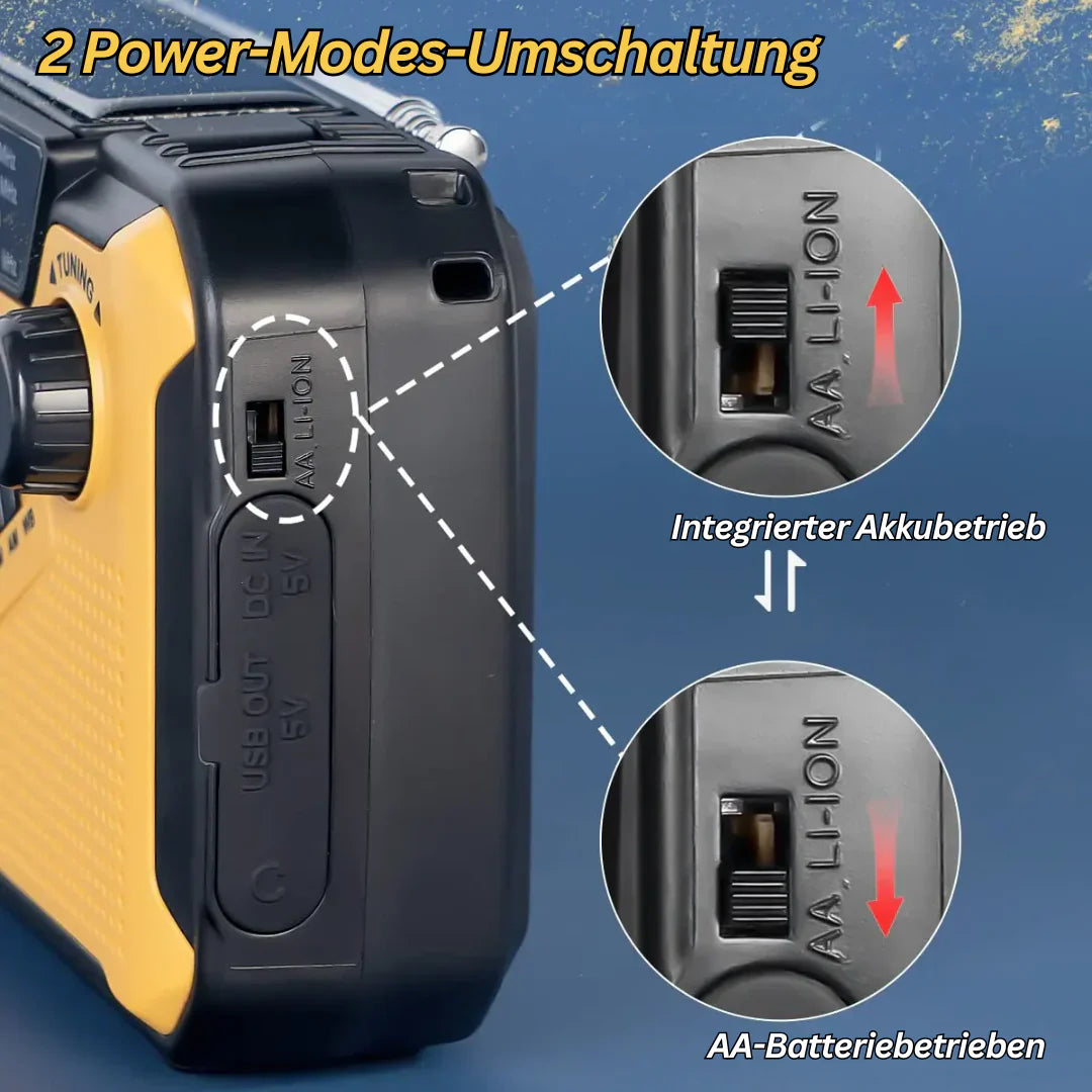 Radio De Emergencia Con Manivela Y Solar - Radio Dínamo Portátil Con Power Bank Y Linterna LED