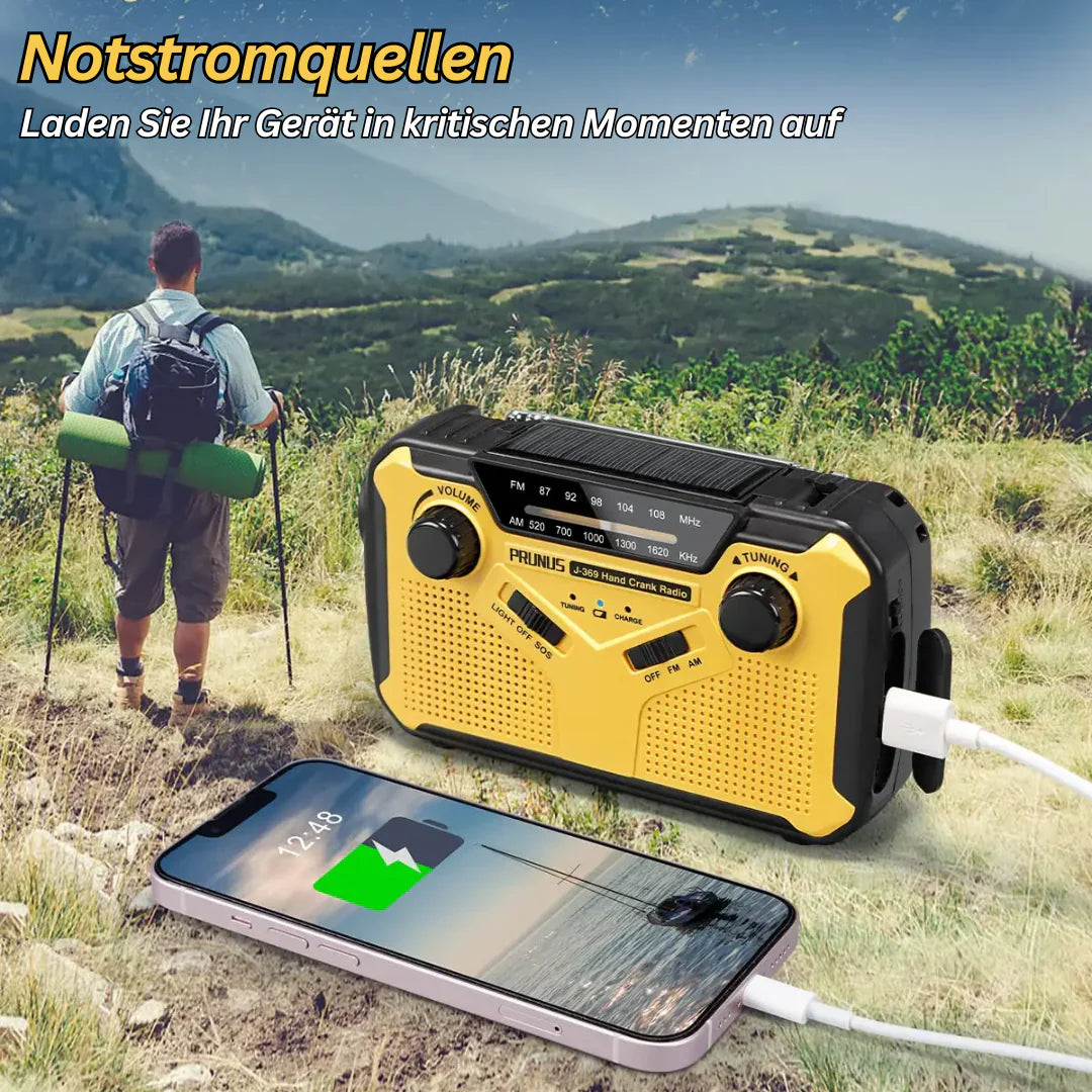 Radio De Emergencia Con Manivela Y Solar - Radio Dínamo Portátil Con Power Bank Y Linterna LED