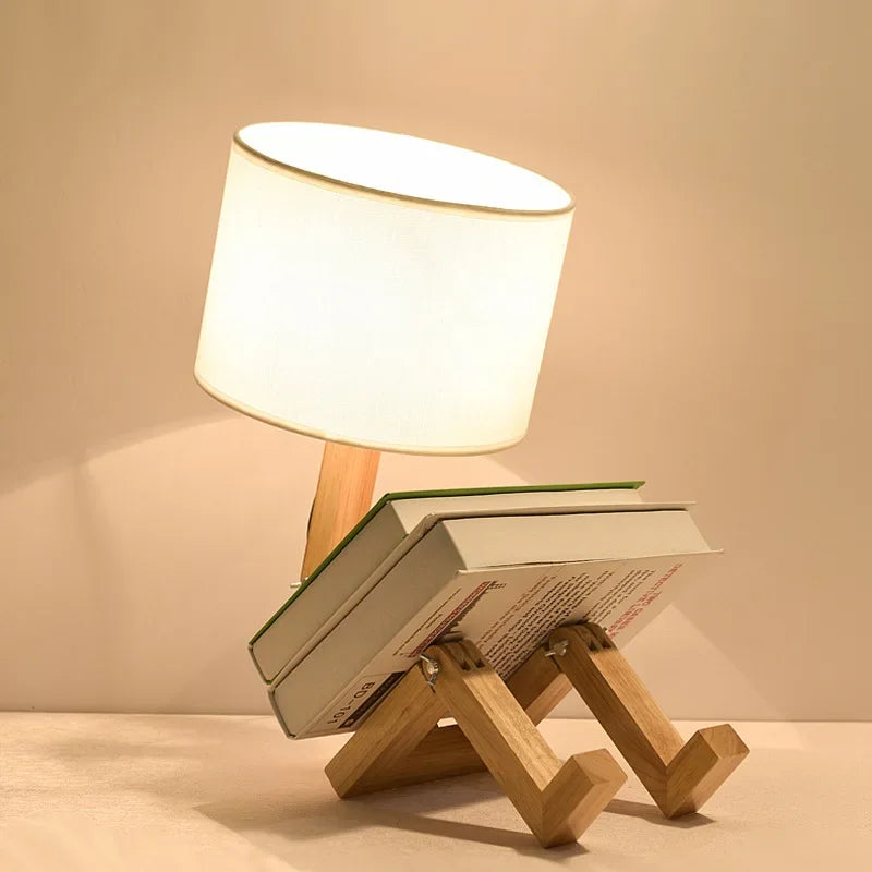 Lámpara De Mesa De Madera Con Soporte Para Libros - Diseño Moderno Para Su Hogar