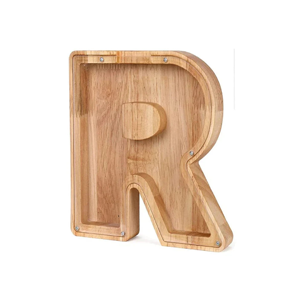 Hucha De Madera Con Forma De Alfabeto Y Ventana Transparente Para Ahorrar Con Estilo