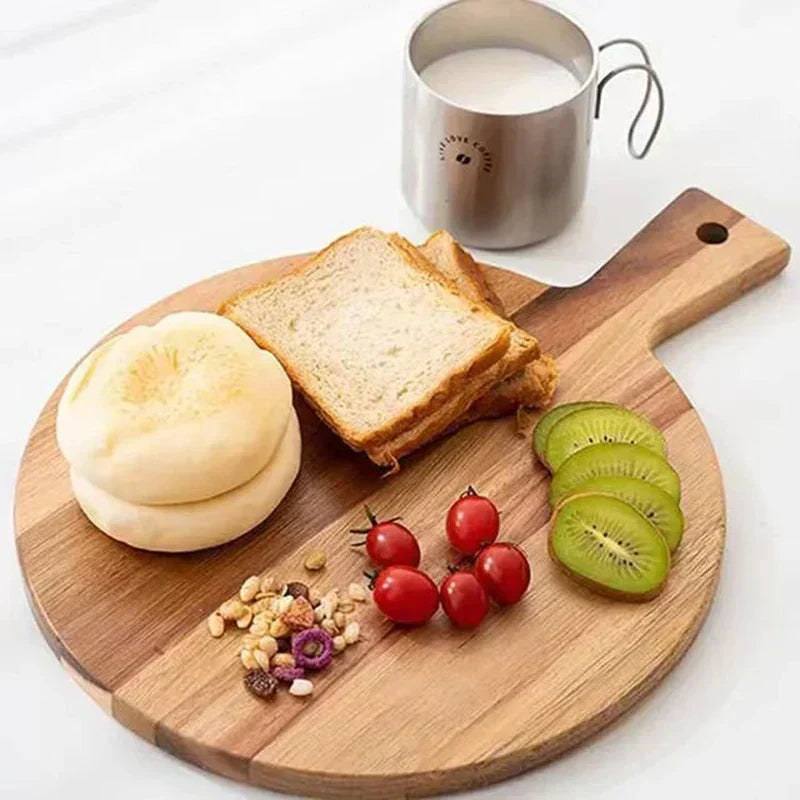Pelador De Pizza Y Tabla De Servir De Madera De Acacia Con Asa