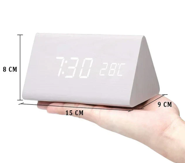 Reloj de Madera Led con Activación por Voz
