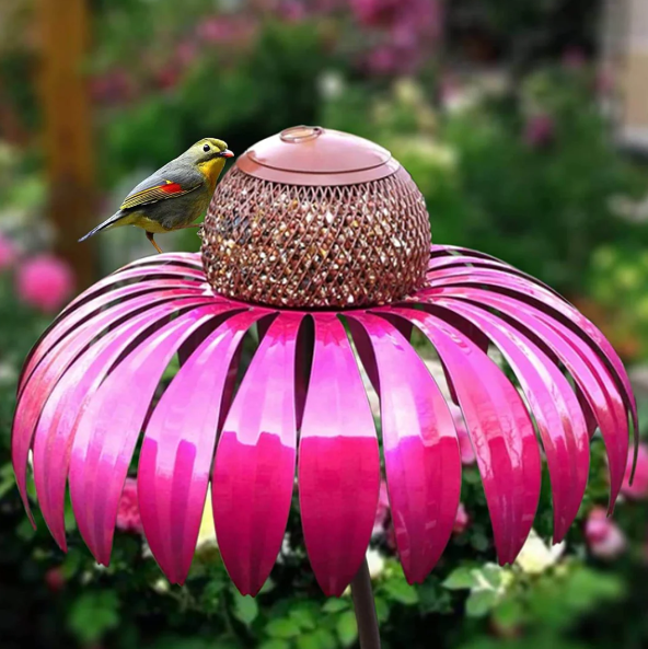 Comedero para Pájaros con Diseño de Flores Cuidado con los Pájaros