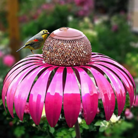 Comedero para Pájaros con Diseño de Flores Cuidado con los Pájaros