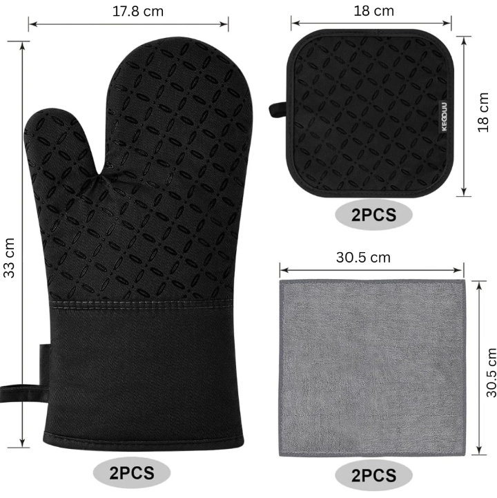 Juego de 6 Piezas de Guantes y Manoplas para Horno Resistentes Al Calor