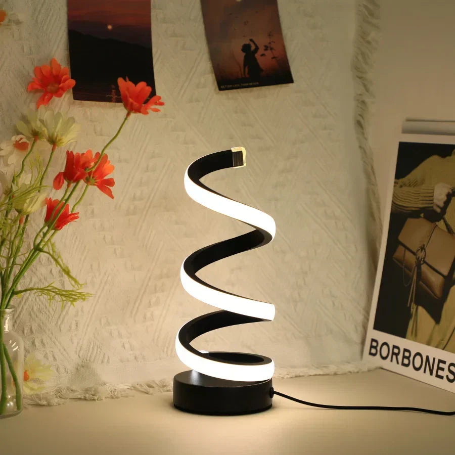 Moderna Lámpara De Sobremesa Led En Espiral Lámpara De Sobremesa Led En Espiral