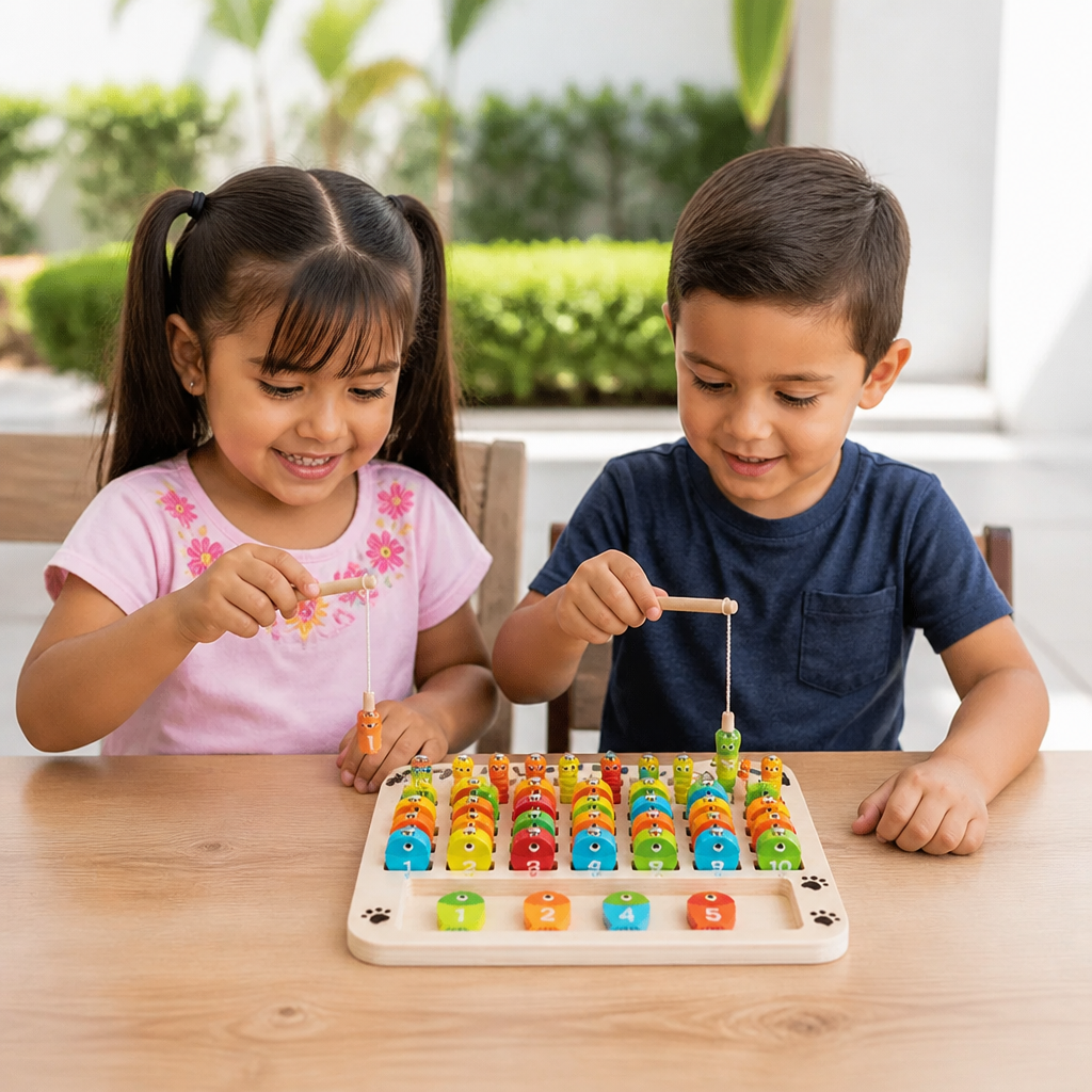 Juego de Pesca Magnética de Madera – Juguete Educativo Infantil para Aprender el Abecedario, las Matemáticas y Desarrollar la Motricidad Fina