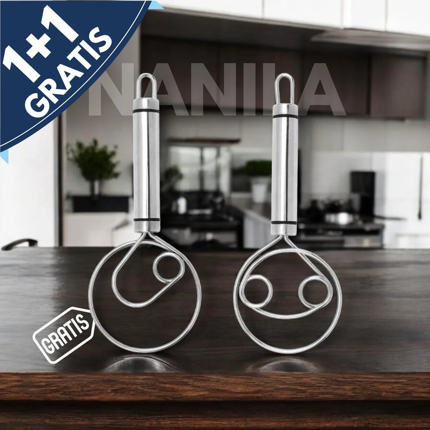 Batidor De Masa Danés De Acero Inoxidable Resistente - Diseño Duradero Y Ergonómico Para Hornear Y Cocinar De Forma Versátil