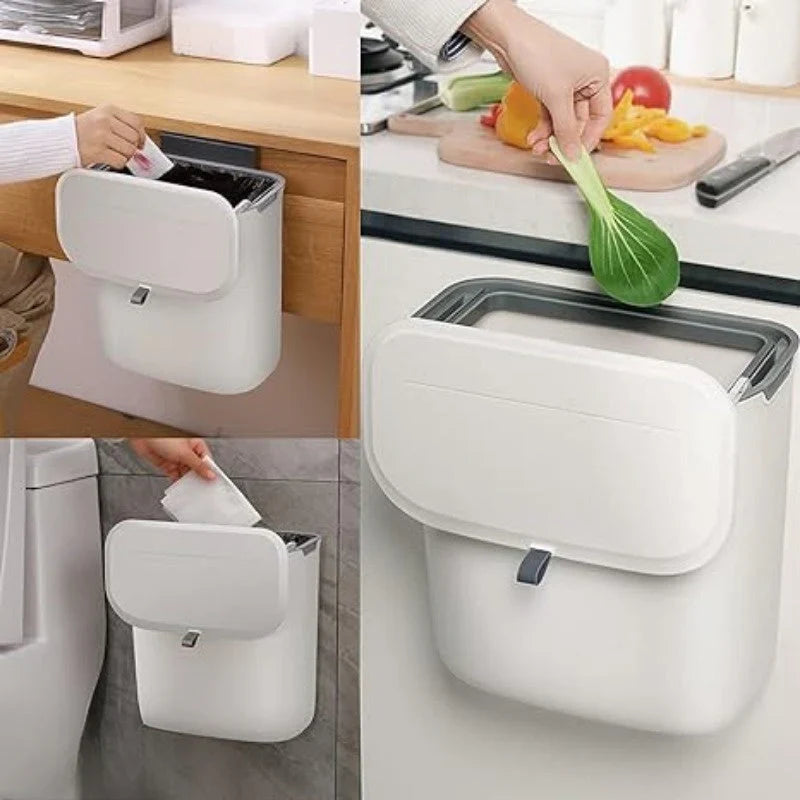 Práctico Cubo De Basura De Cocina Para Montaje En Pared - Cubo De Basura Giratorio Para Cocina , Baño Y Oficina
