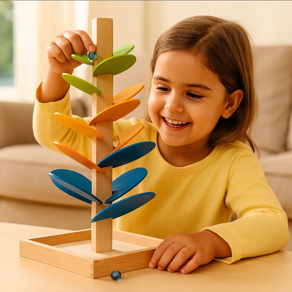 Árbol de bolas de madera para niños | Colorido juguete de pista musical para habilidades motoras y diversión de aprendizaje temprano