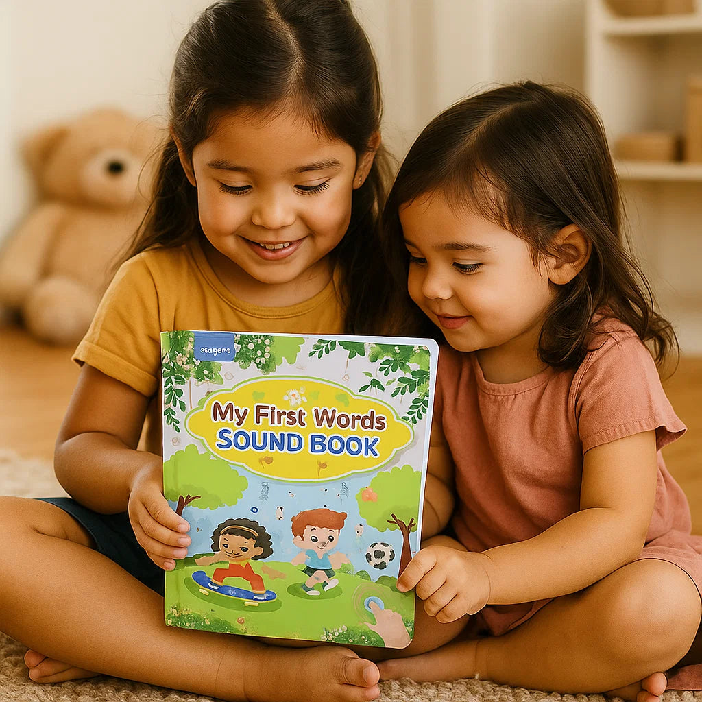 Libro de sonidos en inglés para niños pequeños | Juguete de aprendizaje interactivo para las primeras palabras con audio y coloridas ilustraciones