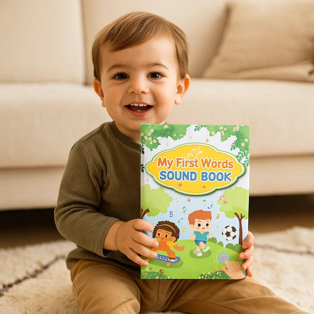 Libro de sonidos en inglés para niños pequeños | Juguete de aprendizaje interactivo para las primeras palabras con audio y coloridas ilustraciones
