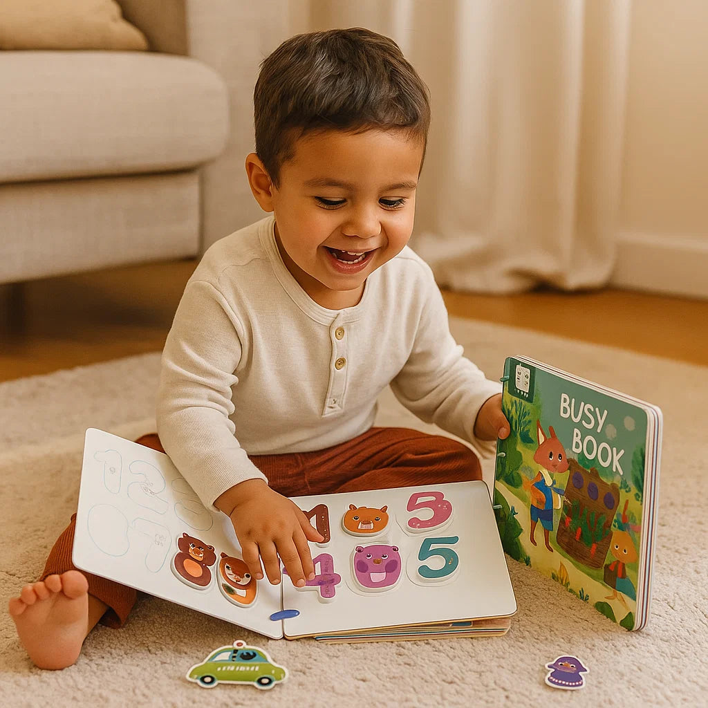 Libro ocupado para niños pequeños | Libro de aprendizaje interactivo con pegatinas reutilizables para la diversión de la educación temprana
