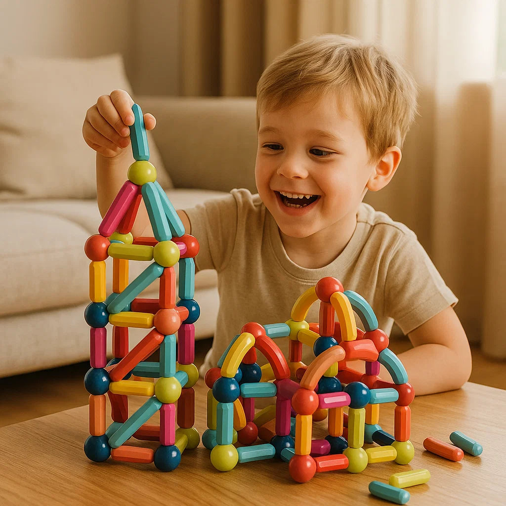 Juego de construcción magnético para niños | Colorido juguete de construcción para la creatividad, el aprendizaje STEM y las habilidades motoras