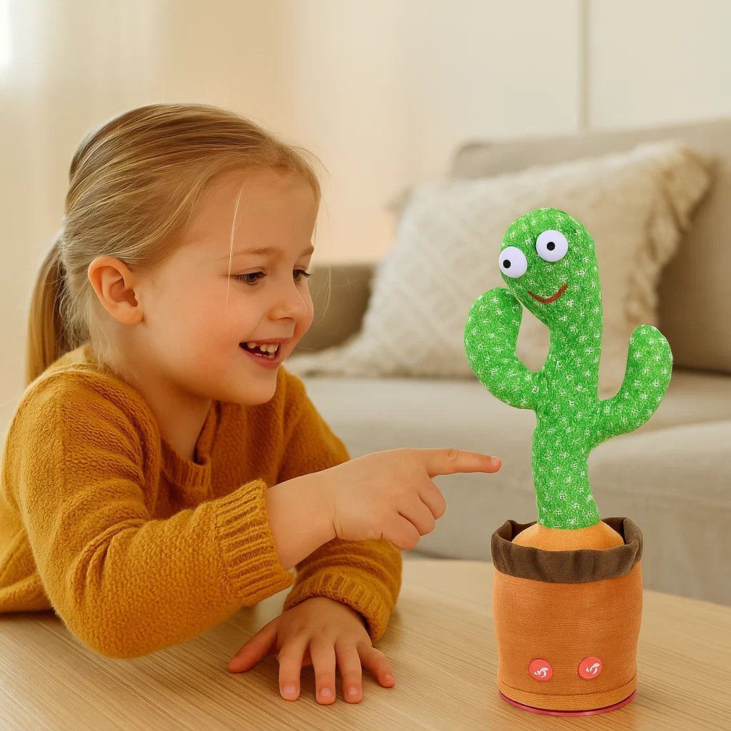 Cactus bailarín de juguete para niños ⎜ Peluche que canta con luces y mimetismo de voz para una diversión musical interactiva