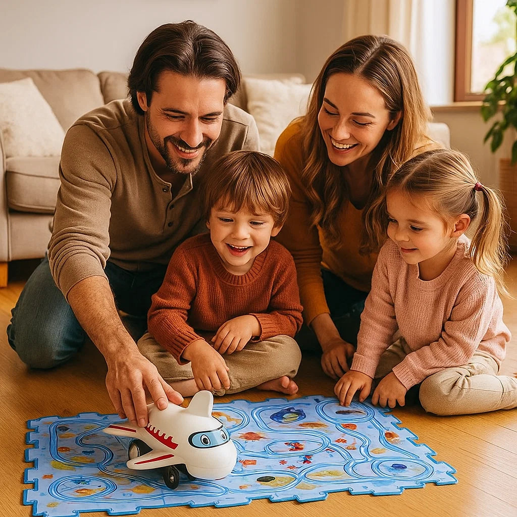 Estera de juego de pista de rompecabezas para niños | Juego de suelo interactivo con caminos conectables para la diversión de carreras imaginativas