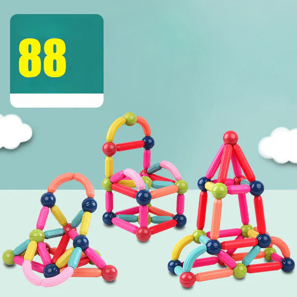 Juego de construcción magnético para niños | Colorido juguete de construcción para la creatividad, el aprendizaje STEM y las habilidades motoras
