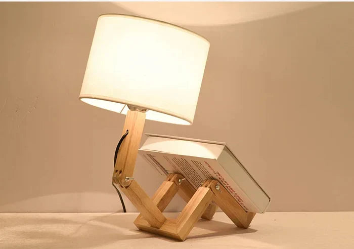 Lámpara De Mesa De Madera Con Soporte Para Libros - Diseño Moderno Para Su Hogar