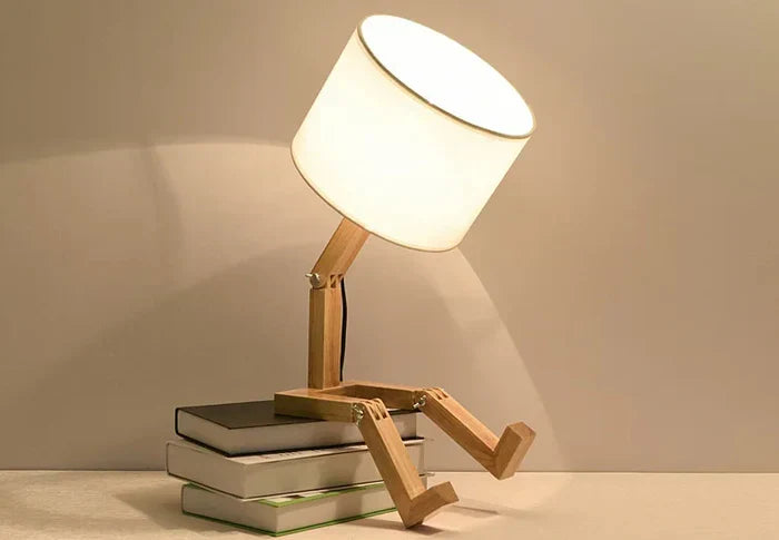 Lámpara De Mesa De Madera Con Soporte Para Libros - Diseño Moderno Para Su Hogar