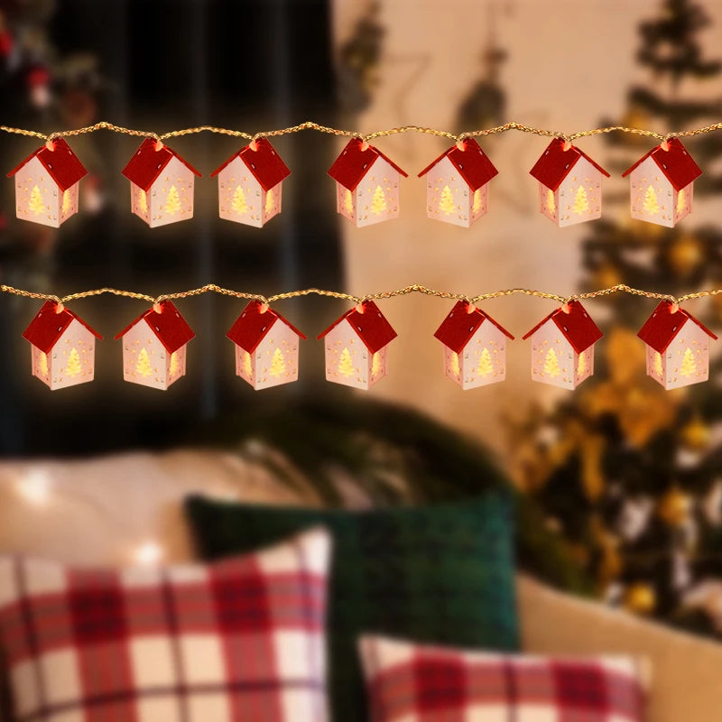 Casitas De Navidad De Madera Con Iluminación Festiva