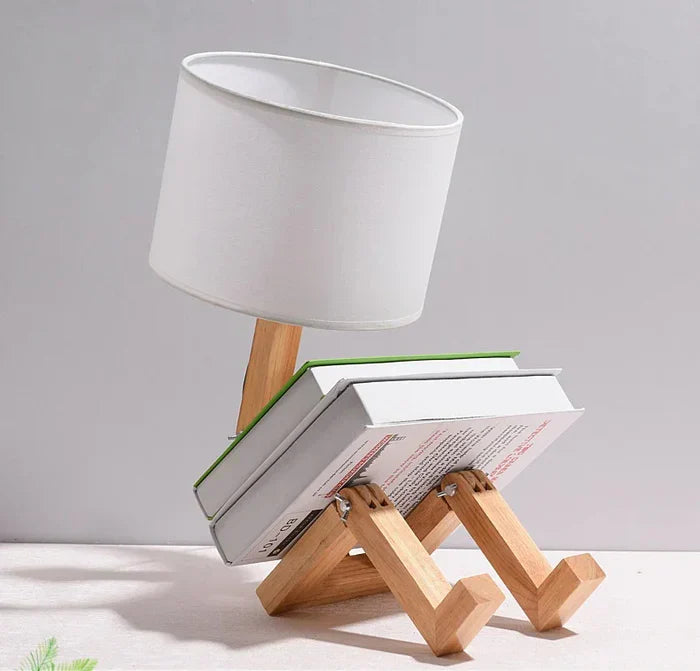 Lámpara De Mesa De Madera Con Soporte Para Libros - Diseño Moderno Para Su Hogar
