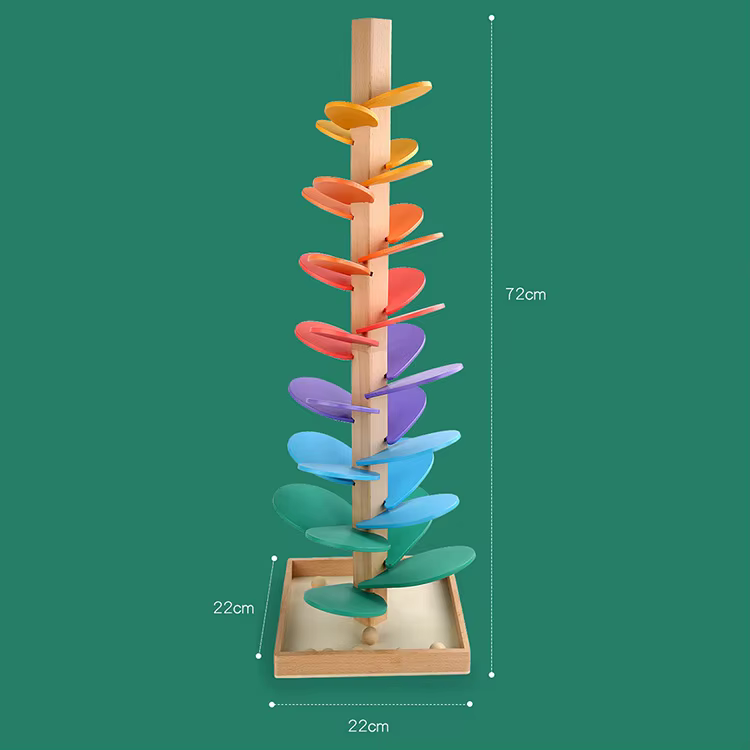 Árbol de bolas de madera para niños | Colorido juguete de pista musical para habilidades motoras y diversión de aprendizaje temprano