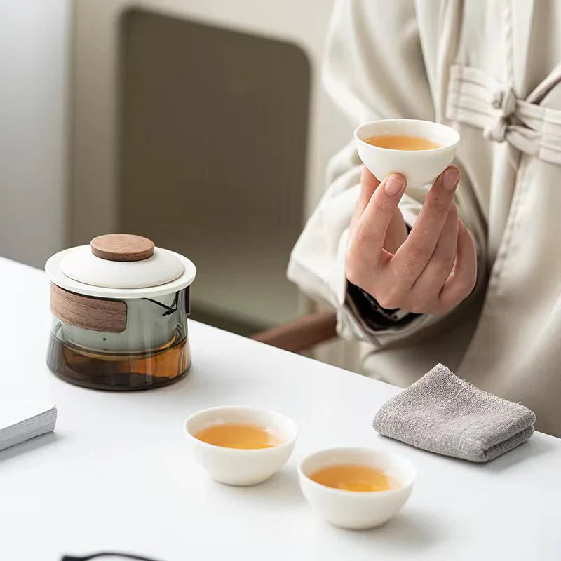 Portable Y Elegante Juego De Té Con Tetera Y Tazas , Perfecto Para Viajar Taza De Té