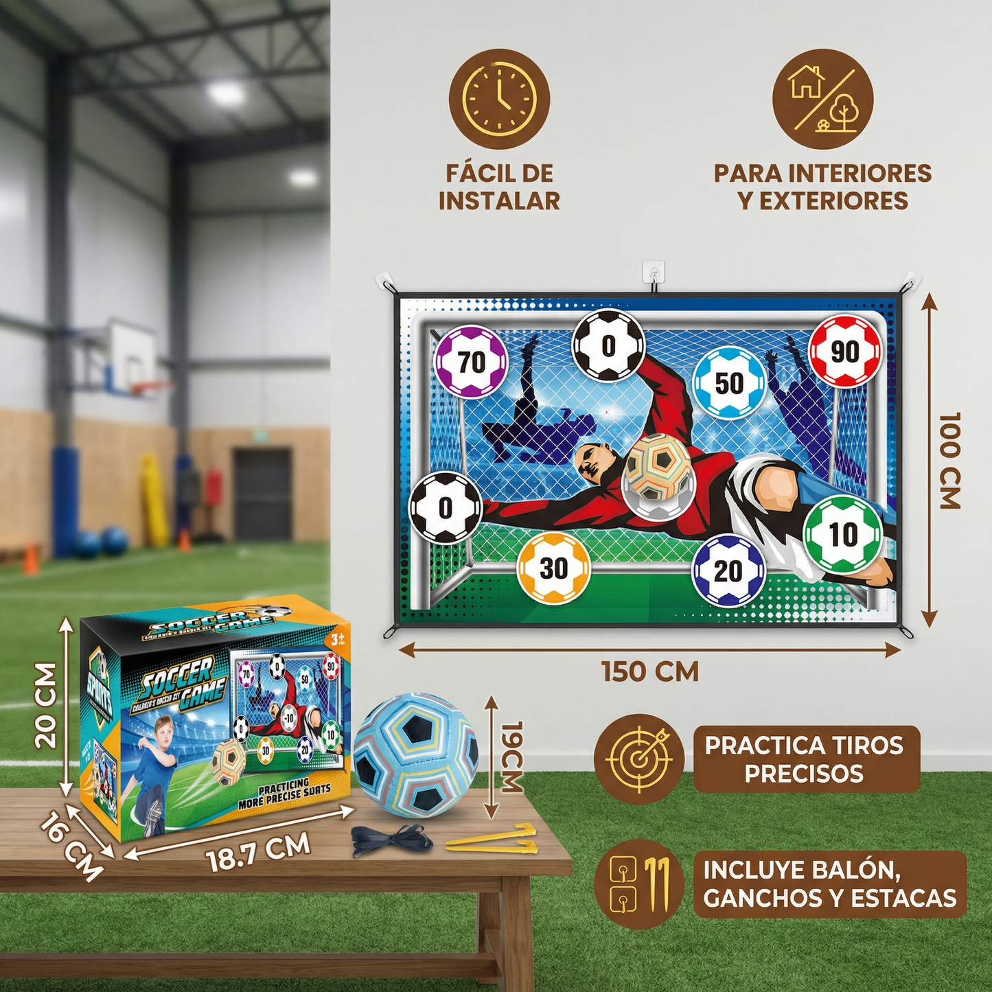 Muro Adherente para Tiros de Fútbol – Set de Entrenamiento y Juego para Interiores y Exteriores